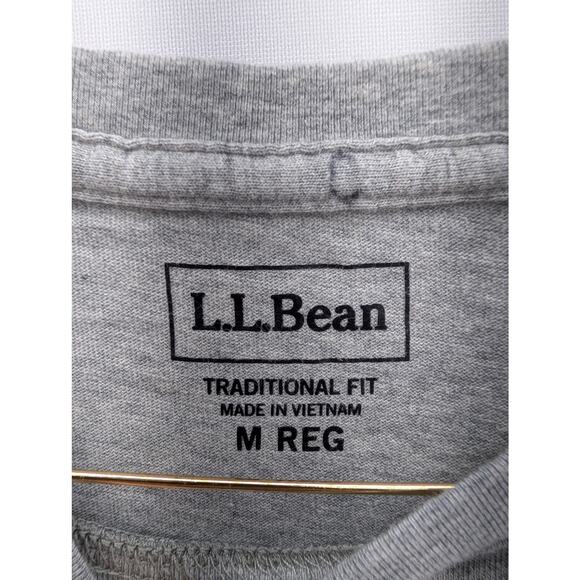 NWT L.L. Bean Men's Carefree Unshrinkable Short Sleeve Tee in Heather Grey XL - Picture 5 of 6